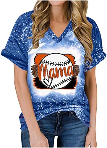 MRGIINRI Baseball Mama Póló Női 2023 Nyári Divat Softball Rövid Ujjú Fehérített Tee Legfeljebb Alkalmi,