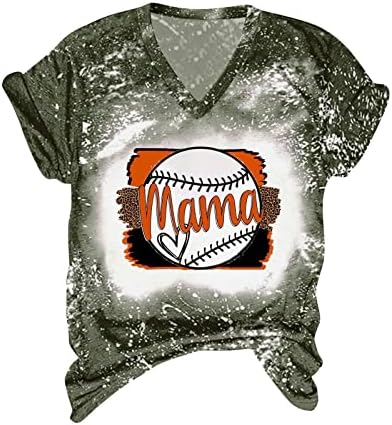 MRGIINRI Baseball Mama Póló Női 2023 Nyári Divat Softball Rövid Ujjú Fehérített Tee Legfeljebb Alkalmi,