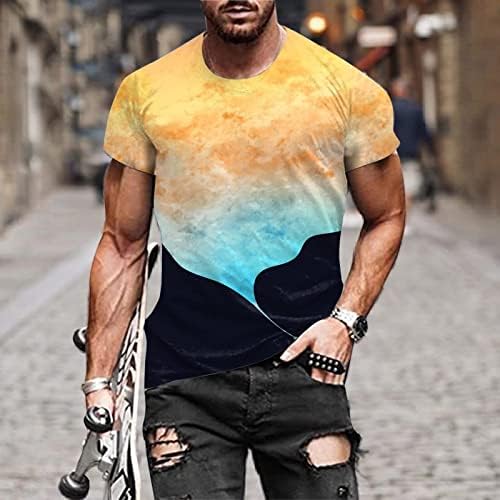 Vicces Pólók a Férfiak számára, a Férfi 3D Grafikus Póló Újszerű Szín Blokk Blúzok a Fiúk Slim Fit Elegáns