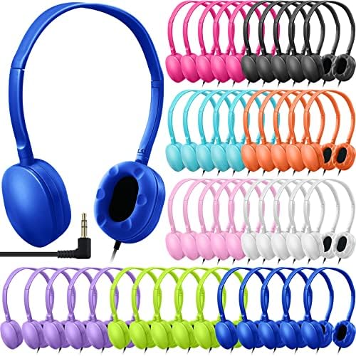 Ömlesztett Fejhallgató Fülhallgató 45 Csomag Több Színű Iskolai Fejhallgató 3,5 mm-es Fejhallgató-Csatlakozó