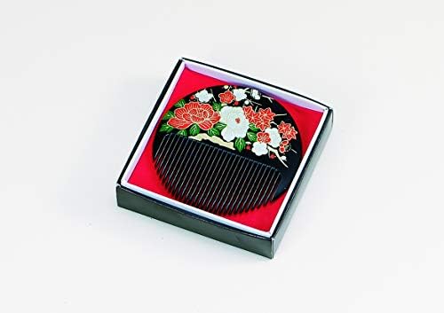 土谷漆器 Ajándék Bazsarózsa Dekoratív Comb, 箱寸8.5×8,5 cm, Fekete