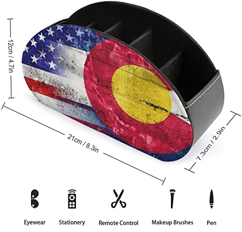 USA, Colorado Állami Zászló Távirányító Birtokosai PU Bőr Caddy Tároló Szervező Doboz 5 Rekesz az Otthoni
