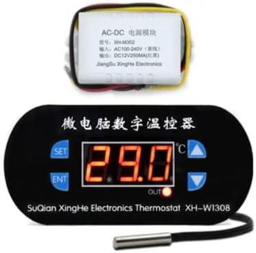 AC 110V, 220V Digitális Hőmérséklet-szabályozó Kapcsoló Riasztás Vezérlő Termosztát Érzékelő, Mérő Piros/Kék