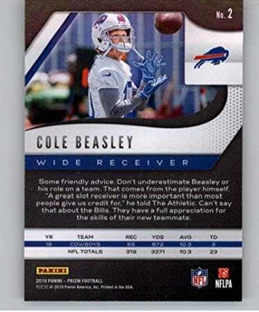 2019 Panini Prizm 2 Cole Beasley Buffalo Bills NFL Labdarúgó-Trading Card