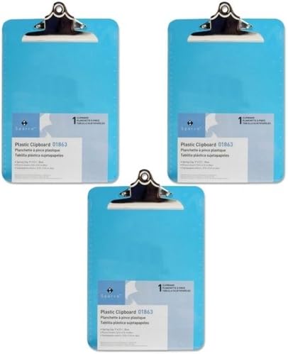 Erőtlen volt Átlátszó Műanyag Vágólap, 9 x 12-1/2 Hüvelyk, Kék SPR01863 (3 Csomag)