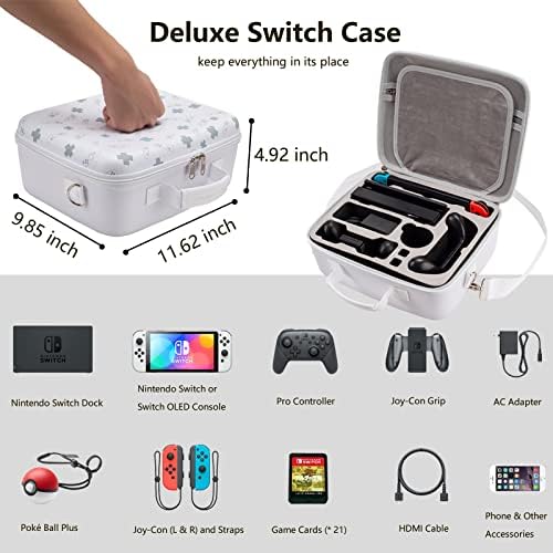 Deluxe hordtáska a Nintendo Kapcsoló/Switch OLED Modell, Hordozható Teljes Védelmet Kemény Héj, Puha Bélés