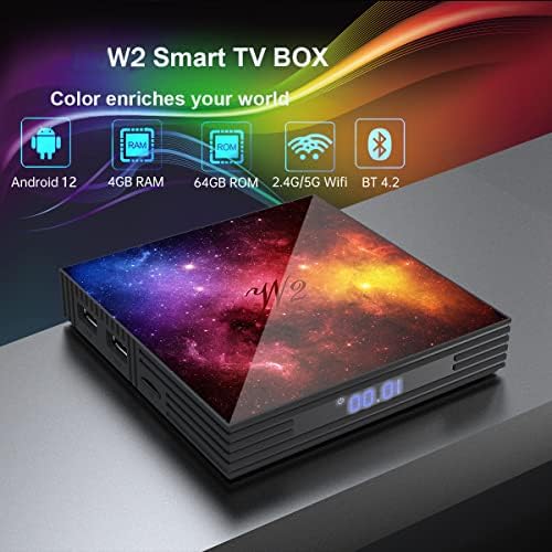 Android 12 TV Box 4GB RAM, 64 GB ROM W2 Mali-g31 jelű Smart Set Top Box Beépített 2,4 G/5G WiFi Bluetooth