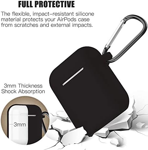 HAndPE Szilikon Teljes védőburkolat[Front, LED Látható] az Apple Airpods 2 [Kompatibilis Airpods 1] (Fekete)