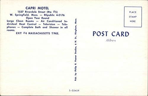 Capri Motel West Springfield, Massachusetts MA Eredeti Régi Képeslap