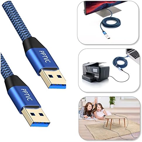 USB 3.0 A-A Férfi Kábel 10FT,PPTVC USB 3.0-USB 3.0 Kábel [Nem Törés] USB-férfi Férfi Kábel Dupla Végén