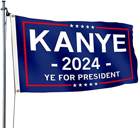 3 Rétegű Kanye 2024 Zászló Ye Elnök Zászló Kétoldalas Poliészter Élénk Színű, Könnyű Lógni 2 Végtelenített