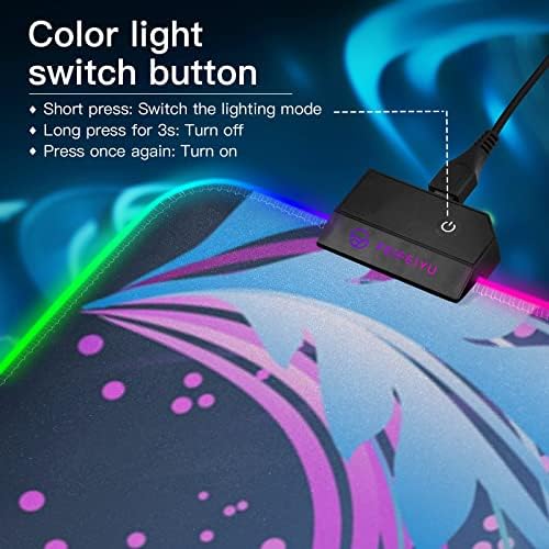 MNSRUU Gaming Mouse Pad RGB - Nagy Led Billentyűzet Pad Simán Vízálló Felület Csúszásmentes Gumi Alap,31.5