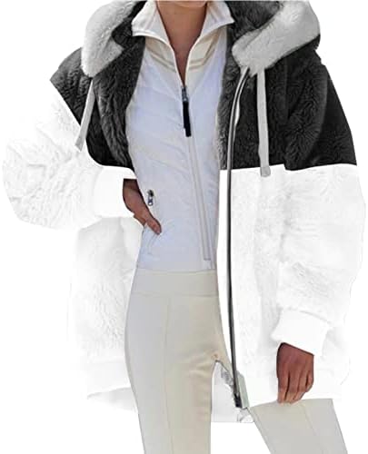 DASEIS Bolyhos Polár Kabát, Nyaralás, Kabátok Női Plusz Méretű Hosszú Ujjú Alkalmi Téli Zip jacket Bolyhos