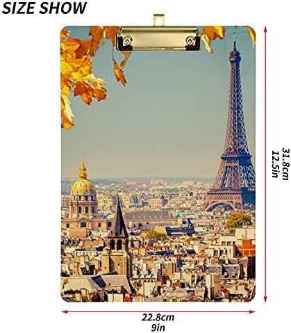 Eiffel-Torony, Juhar Levelek, Műanyag Vágólap 9x12.5Akril Papírok Alacsony Profilú Klip A4 Letter Méretű,