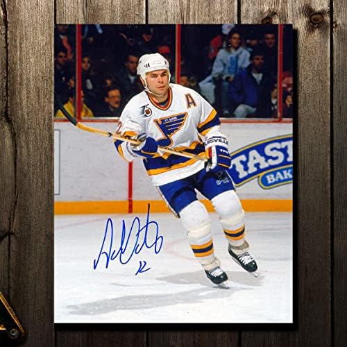 Adam Oates St. Louis Blues FEHÉR JERSEY Dedikált 8x10 - Dedikált NHL-Fotók