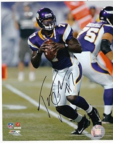 Tarvaris Jackson Minnesota Vikings Akció Aláírt 8x10 - Dedikált NFL-Fotók