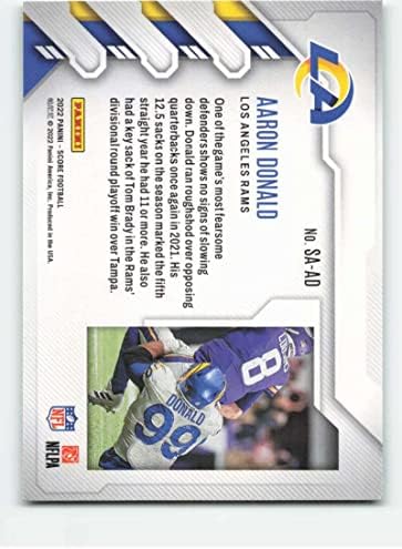 2022 Pontszám Zsák Támadás 6 Aaron Donald Los Angeles Rams NFL Labdarúgó-Trading Card