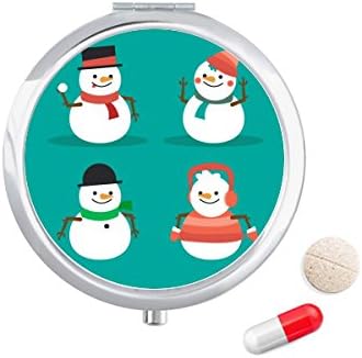 Boldog Karácsonyt Hóember Fesztivál Minta Tabletta Esetben Zsebében Gyógyszer Tároló Doboz, Tartály Adagoló