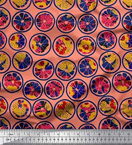Soimoi Pamut Jersey Anyagból Citromos Szelet & Textúra Nyomtatási Anyag által Udvaron 58 cm Széles