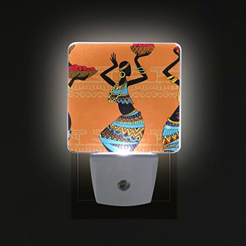 2 db Plug-in LED-es Éjszakai Fény Afrikai Nő Nightlights az Alkonyat Hajnal Érzékelő Fehér Fény Tökéletes