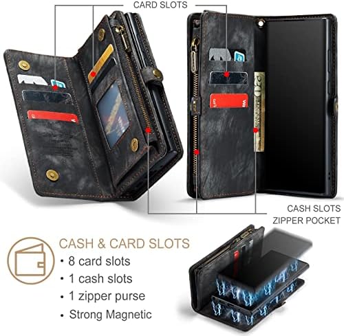 Telefon Flip Esetekben Pénztárca tok Samsung Galaxy Note 20 Ultra, 2 az 1-ben Levehető Prémium Bőr Mágneses