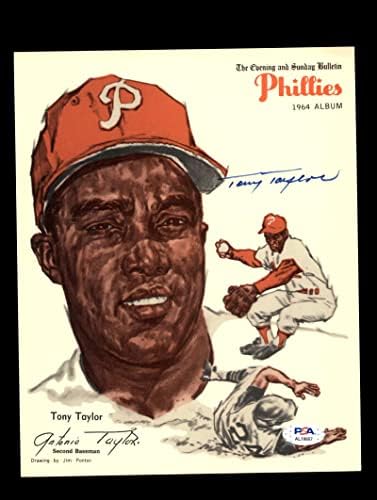 Tony Taylor PSA DNS Aláírt Vintage 8x10 1964 Este Közleményben Fotó Autogramot Phillies