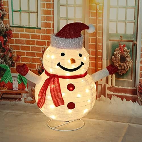 Ke1Clo Kivilágított Hóember Kültéri Karácsonyi Díszek, 40 LED Csillogó Összecsukható Hóember Karácsony/szilveszter/Holiday/Udvarban/Party