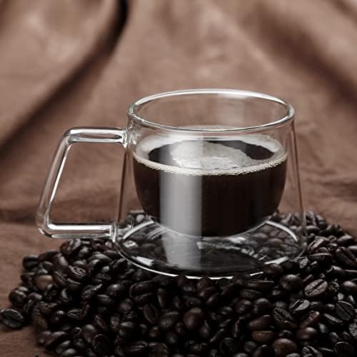 Dupla falú Bögre, 7 Dkg-Tiszta Üveg Kávés Csésze Fogantyú,Szigetelt Kávé, Pohár,Cappuccino Csésze,egy