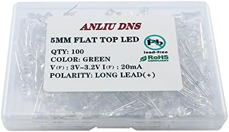 ANLIU DNS-100 db 5mm Piros Lapos Tetején LED Dióda Világít (Tiszta, Átlátszó Lencse) Fényes Világítás,