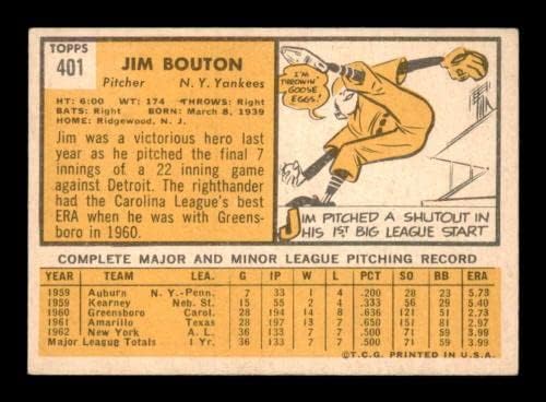 401 Jim Bouton - 1963 Topps Baseball Kártyák (Csillag) Osztályozott EX - Baseball Asztalon Dedikált Vintage