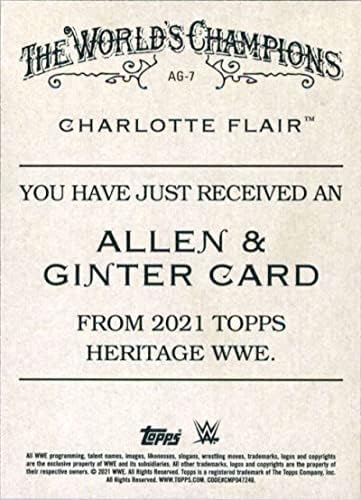 2021 Topps Örökség WWE Allen Ginter AG-7 Charlotte Hangulattal Birkózás Trading Card