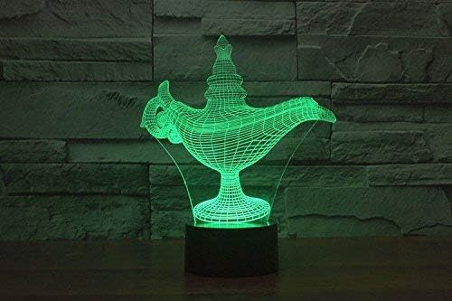 Jinnwell 3D Aladdin Lámpa Éjszakai Lámpa Illúzió Éjszakai Fény 7 Szín Megváltoztatása Érintse meg a Kapcsoló