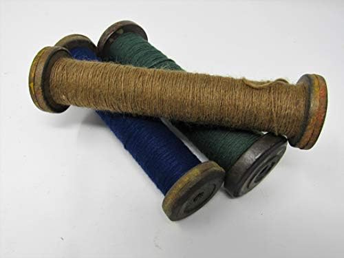 3 Antik Régi Ipari Textil Bobbins Cséve w/Szál Fonal String