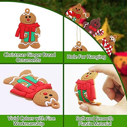 12 Pack Karácsonyi Mézeskalács Ember Lógó Dísz, Válogatott Mini Agyag Szobrocska Xmas Gingerman Lógó Díszek,