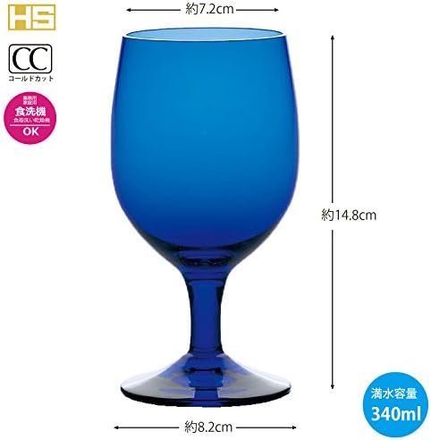 Toyo Sasaki Üveg 35006HS-UB Serleget, Kék, 11.8 fl oz (340 ml), Színes Szár, Japánban Készült, Mosogatógépben