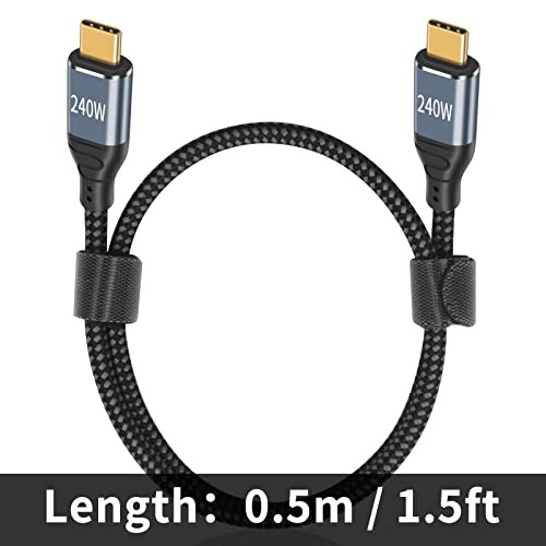 Poyiccot 240W USB-C-USB-C Kábel 1.5 ft, Típus C Típus C Gyors Töltés, a PD 3.1 E-Mark Chip Nylon Fonott