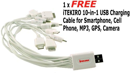 iTEKIRO Fali DC Autó Akkumulátor Töltő Készlet Panasonic DMC-LC1 + iTEKIRO 10-in-1 USB Töltő Kábel