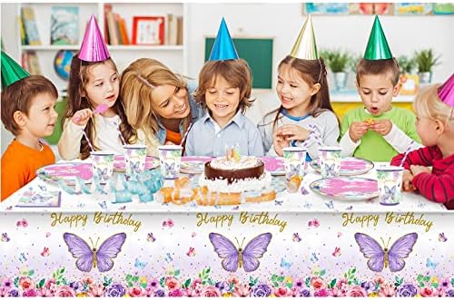 Lnkdeya lila Pillangós Születésnapi Party Kellékek,Pillangó Fél Tányérok, Poharak, Szalvéta, valamint