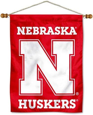 Nebraska Huskers Új Logó Piros Ház Lobogó, Fa Banner Rúd Készlet