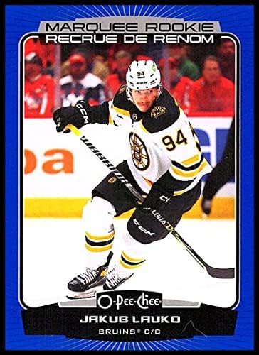 2022-23 O-Pee-Chee Kék Határon 577 Jakub Lauko RC Újonc Boston Bruins NHL Jégkorong Trading Card