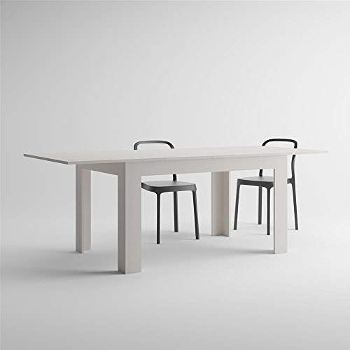 Mobili Ötöst, Könnyű, Kihúzható Étkező Asztal, Ashwood Fehér, Made in Italy