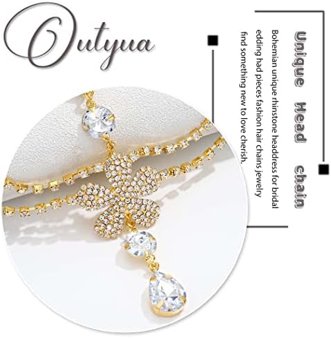 Outyua Csillag Medál Fejét Lánc Menyasszony Esküvői Headpieces Ékszerek Rhinstone Fejpánt Rétegződés Homlokán