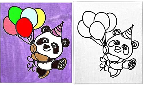 8x10 Panda Baloons Téma Vászon Festmény | Gyerekek Aranyos Előre Rajzolt Feszített Vászon | Háztáji Fél