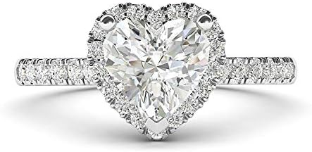 Sterling Ezüst Szimulált Szív alakú Gyémánt Vagy Moissanite Halo Eljegyzési Gyűrű Oldalán Kövek Ígérem,