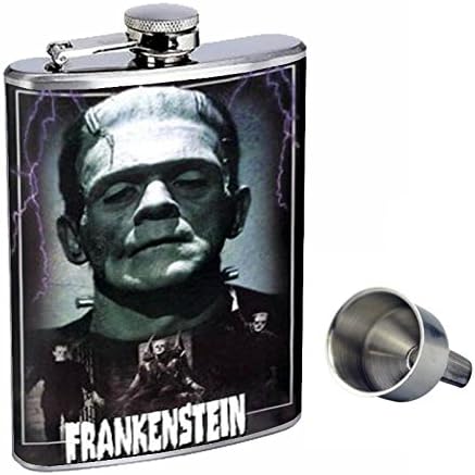 Frankenstein Boris Karloff Tökéletesség Stílus 8oz Rozsdamentes Acél Whiskey Lombikot Ingyenes Tölcsér