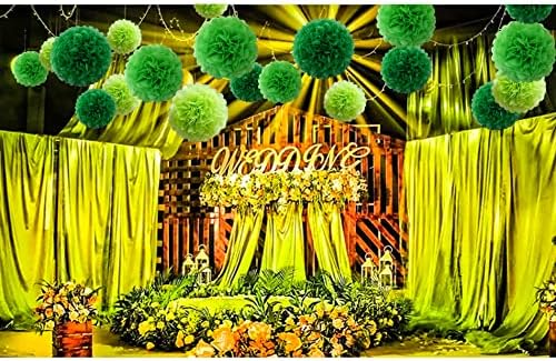 Nagy Szerencse, Zöld Party Dekoráció, 18pcs selyempapír Pom Pomot a 14in, 12in, 10in az Születésnap, Esküvő